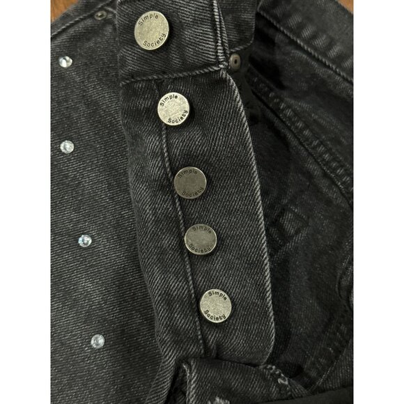 Simple Society Size 7/28 Women's Super High Rise Black Rhinestone Detail Jeans - Picture 6 of 9